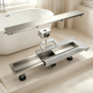 Siphon de douche linéaire encastrable moderne invisible en acier inoxydable, grille anti-odeur amovible pour salle de bain et cuisine - Product Image 2