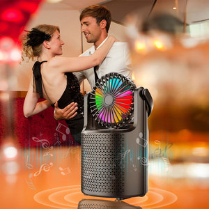 SING-E Sáng Tạo 4 Inch 8 Wát Bảng Usb Fan Xách Tay Led RGB Ánh Sáng Âm Thanh Lớn Loa Siêu Trầm Không Dây Fm Mic Tws Bt Loa - Product Image 4