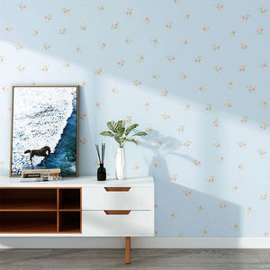 Papier peint floral auto-adhésif, motif de roses bleu clair et rose, pour chambre à coucher, dortoir, autocollant mural auto-adhésif lavable - Product Image 2