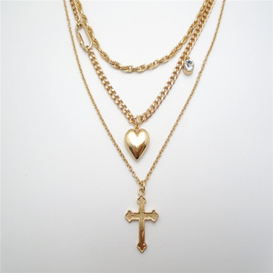 Chaîne à maillons plaquée or Collier croix Religieux Style chrétien Alliage de zinc Matériau principal - Product Image 3