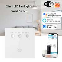 Interruptores Inteligentes LED para Ventilador con Control de Velocidad, 1 Canal, Control Remoto, Panel Táctil, Sensor WiFi para Alexa Smart Life