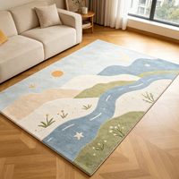 Handgefertigter Woll-/Seidenteppich im Modernen Design für den Wohnbereich, Dicker Flauschiger Teppich für das Wohnzimmer