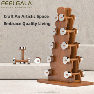 Set di Manubri Regolabili in Legno di Rovere Rosso, Pesi per Pilates di Lusso, Manubri in Legno Massiccio Antiscivolo per Allenamento Professionale in <span class=keywords><strong>Palestra</strong></span> - Product Image 5