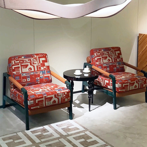 <span class=keywords><strong>Fauteuil</strong></span> lounge en bois de noyer avec accoudoirs et revêtement en <span class=keywords><strong>tissu</strong></span>, structure métallique, <span class=keywords><strong>fauteuil</strong></span> d'appoint de salon <span class=keywords><strong>pour</strong></span> hôtel - Product Image 1