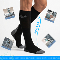 Chaussettes de compression unisexes mi-hautes 15-20 mmHg pour la circulation sanguine, idéales pour la course et le sport, logo personnalisé, vente en gros