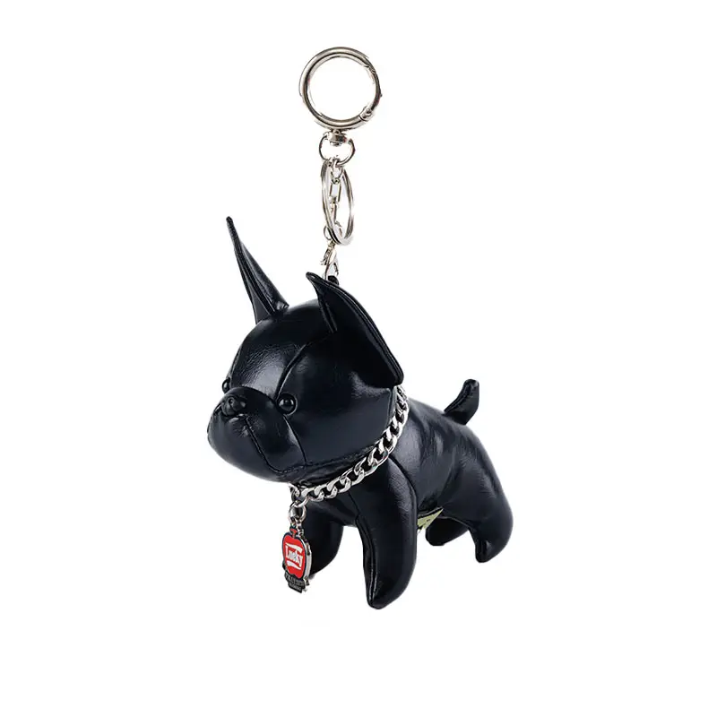 Black French Bulldog Leather Keychain Delicate Bag Pendant Car Keychain