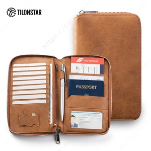 TILONSTAR TPW120 Large Capacity Certificate <strong>Storage</strong> <strong>Bags</strong> Leather RFID Card Wallet <strong>Passport</strong> <strong>Bag</strong> Blank <strong>Passport</strong> Holder with Zipper - Product Image 2