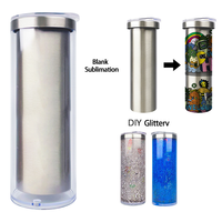 Gobelet droit 20oz en acier inoxydable 304 à double paroi, anti-fuite, sans BPA, pour sublimation DIY, effet boule à neige pailletée, design minimaliste