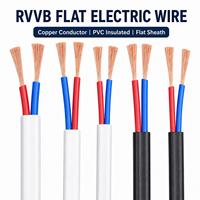 Câble plat RVVB, fil de cuivre toronné isolé en PVC, 2 conducteurs, 1,5 mm, 2,5 mm, 300/500 V, câble d'alimentation flexible pour l'éclairage domestique, la vidéosurveillance