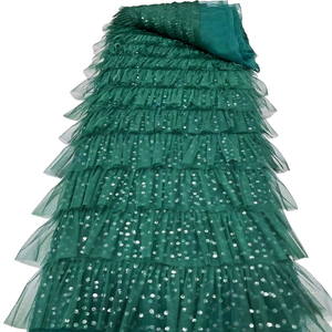 Nuova moda di alta qualità di lusso in pizzo <span class=keywords><strong>ricamato</strong></span> con paillettes e volant tessuto in <span class=keywords><strong>Tulle</strong></span> <span class=keywords><strong>per</strong></span> matrimonio abito da sposa - Product Image 5