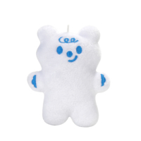 Porte-clés en peluche ours blanc plat, pendentif de sac en forme d'ours souriant imprimé, cadeau promotionnel personnalisé avec logo