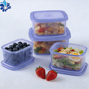 Food Storage <b>Containers</b> 4 Piece Set Rectangle With Lid For Travel And Office Use - Product Image 1