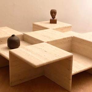 <span class=keywords><strong>Table</strong></span> <span class=keywords><strong>basse</strong></span> ronde en travertin blanc poli à prix avantageux directement de l'usine - Product Image 4