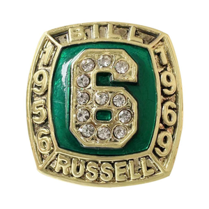 Gran Oferta: Clásico y Nostálgico Anillo Conmemorativo <span class=keywords><strong>de</strong></span> Boda <span class=keywords><strong>de</strong></span> Aleación Dorada <span class=keywords><strong>de</strong></span> Bill Russell, Estrella del Baloncesto del Hall Fame (1956-1969), Tendencia Europa América - Product Image 2