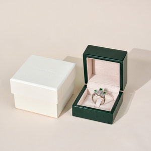 Luxury Rectangle Green Wooden Jewelry Box Custom Logo Premium Packaging Embossed Button Closure <b>Rings</b> Necklaces Earrings Bangles - Product Image 5