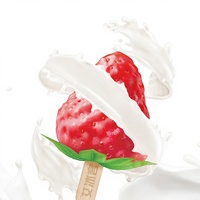 Abink Strawberry Beauty : Sucettes glacées et collations Helado à la pêche (certifiées Halal). Emballage en boîte et en sac.