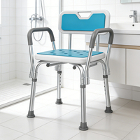 Chaise de douche et de toilette pour personnes âgées et handicapées, avec accoudoirs portables, base stable, outils de réglage de la hauteur, sécurité dans la salle de bain