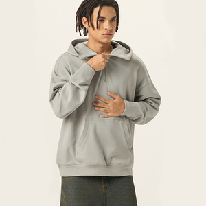 High Quality Men's Oversized Cotton <b>Sweatshirt</b> Quarter Zip Casual Hoodie Thick Blank Streetwear OEM Hooded Collar for Autumn - Product Image 3