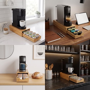Bamboo <strong>Coffee</strong> <strong>Pod</strong> Drawer Organizer Compatible with K-Cups Under Cabinet <strong>Coffee</strong> Station Storage Rack Capsule <strong>Holder</strong> <strong>for</strong> 12 <strong>Pods</strong> - Product Image 2