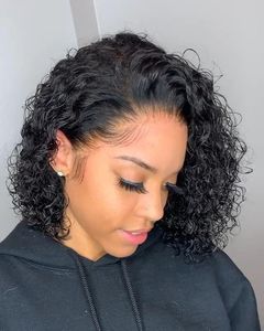 Perruque brésilienne naturelle courte, <span class=keywords><strong>cheveux</strong></span> bouclés, 4x4, pour femmes africaines, bon marché, <span class=keywords><strong>2022</strong></span> de densité, avec closure, vente en gros - Product Image 1