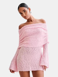Jupe courte de plage tricotée pour femme, Robe sexy asymétrique à manches longues pour femme, Agent d'achat - Product Image 3