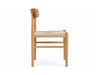 Chaise de salle à manger en chêne massif blanc avec assise en corde de papier tressée et dossier incurvé, chaise d'appoint en bois pour salle à manger et hôtel