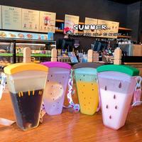Groothandel Yafeiqi Creatieve Watermeloen-Vormige PC Rietjesbeker Bandje Sapbeker IJscreambeker Studenten Waterfles Cadeau Mok