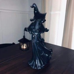 Nueva resina de terror <span class=keywords><strong>Duendes</strong></span> Crafts BCA23 bruja con linterna jardín césped estatua fantasma para decoración de Halloween - Product Image 3