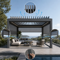 Schnell Montierbare Modulare Aluminium-Motorisierte Lamellenpergola, Wasserdichter Bioklimatischer Gartenpavillon für Terrasse und Villa