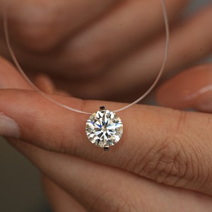 Bijoux <span class=keywords><strong>de</strong></span> mode, pendentif en argent 925 avec moissanite colorée ronde <span class=keywords><strong>de</strong></span> 2 carats VVS, <span class=keywords><strong>collier</strong></span> <span class=keywords><strong>ras</strong></span> du <span class=keywords><strong>cou</strong></span> en fil <span class=keywords><strong>de</strong></span> <span class=keywords><strong>nylon</strong></span> transparent pour femmes - Product Image 5