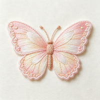 Patchs thermocollants classiques personnalisés avec logo papillon rose brodé et design 3D écologique pour vêtements