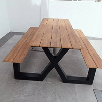 Table de pique-nique de jardin commerciale ensemble de chaises Table de parc et chaises Patio extérieur Restaurant en métal banc de Table de pique-nique en bois moderne