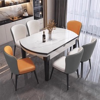 Ensemble de table à manger ronde extensible de luxe moderne avec 4, 6 ou 8 chaises