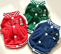 Uniforme de baseball coréen pour chien, veste d'hiver en polaire, rembourrée en coton, en fibre acrylique, à rayures, décontractée, pour Teddy, Schnauzer, vêtements d'extérieur pour chiens