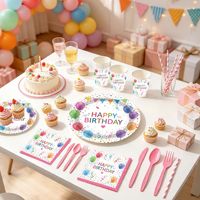 Ensemble de 8 assiettes en papier jetables de style européen avec motif de ballons pour fête d'anniversaire d'enfants, assiettes à gâteau, gobelets décoratifs