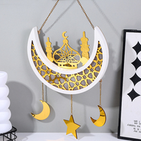 Décoration murale islamique en bois LED, pendentif lune et étoile, couleur personnalisée, logo durable, fournitures promotionnelles pour les fêtes du Ramadan