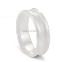 POYA – bague en céramique noire et blanche, bord biseauté vierge, noyau d'anneau pour incrustation de bricolage, bague de mariage Unique
