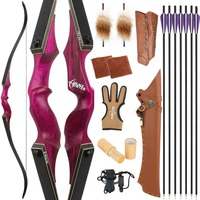 Ensemble d'arc recurve démontable 60 pouces 20-60 LBS RH/LH avec branches en fibre de verre à âme en bambou, kit complet de tir à l'arc pour la chasse, la compétition et l'entraînement