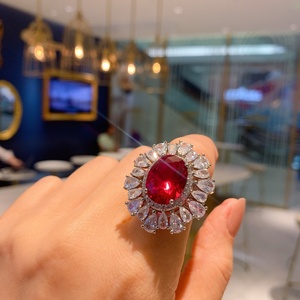 Conjuntos de Joyería Étnica Floral con Colgante de Corazón y Circonita Cúbica Roja Grande de 12*16MM, de Cobre Ecológico, para Novias y Fiestas, Venta al por Mayor - Product Image 5