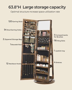 <span class=keywords><strong>SONGMICS</strong></span> – <span class=keywords><strong>Armoire</strong></span> <span class=keywords><strong>à</strong></span> <span class=keywords><strong>bijoux</strong></span> de grande capacité avec étagères de rangement, <span class=keywords><strong>Armoire</strong></span> <span class=keywords><strong>à</strong></span> <span class=keywords><strong>bijoux</strong></span> avec miroir rotatif <span class=keywords><strong>à</strong></span> 360 degrés - Product Image 4