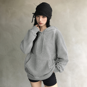 Sudadera con capucha de forro polar con estampado de estrellas de diamantes de imitación, estilo americano, holgada, con bolsillos, informal, de color liso, básica, para chica moderna - Product Image 4