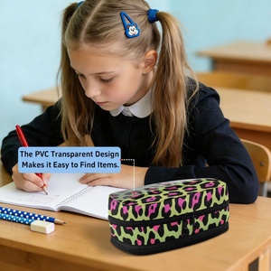 Pochette de papeterie personnalisée à imprimé léopard avec fermeture éclair, trousse scolaire, étui à crayons, organisateur d'accessoires essentiels pour le sac à dos des enfants - Product Image 5