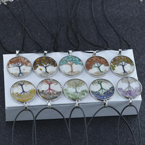 קריסטל עין נמר שבב טבעי אבן עץ של חיים שרשרת עגול זכוכית חממה תליון שרשראות לנשים ילדים - Product Image 6