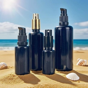 <b>Empty</b> Black UV 20ml 40ml 90ml 110ml 20g 50g Violet Glass Eye Cream <b>Jar</b> and Bottle with Dropper Pump for Cosmetic Packaging - Product Image 4