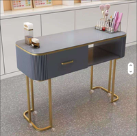 Table de manucure pliante simple et luxueuse en verre japonais blanc à une seule lumière avec rangement
