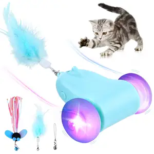 USB Charging Interactive Automatic Running Mouse with Feather Tail Bell Pet Dog Toy