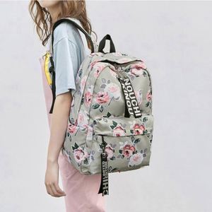Mochila con estampado de flores de estilo étnico para mujer, mochila escolar impermeable de nailon de gran capacidad para adolescentes y estudiantes - Product Image 6
