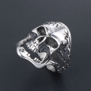 Skull <b>Ring</b> Men's Silver Tone Skeleton Design Party Jewelry SA862 - Product Image 2