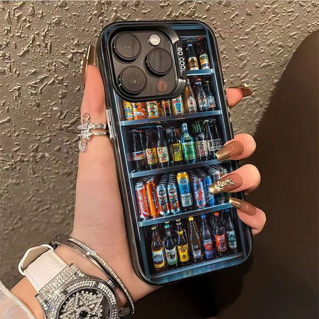 For 17 Pro Max 15 14 Mobile Phone Case-Animal Design with Trendy Soda Bottle Elements Shockproof Acrylic High-End Fun Creative