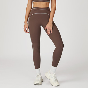 Leggings de yoga taille haute élastiques avec logo personnalisé, contrôle du ventre, pour fitness et entraînement, vente en gros, vêtements pour filles, faible MOQ - Product Image 5